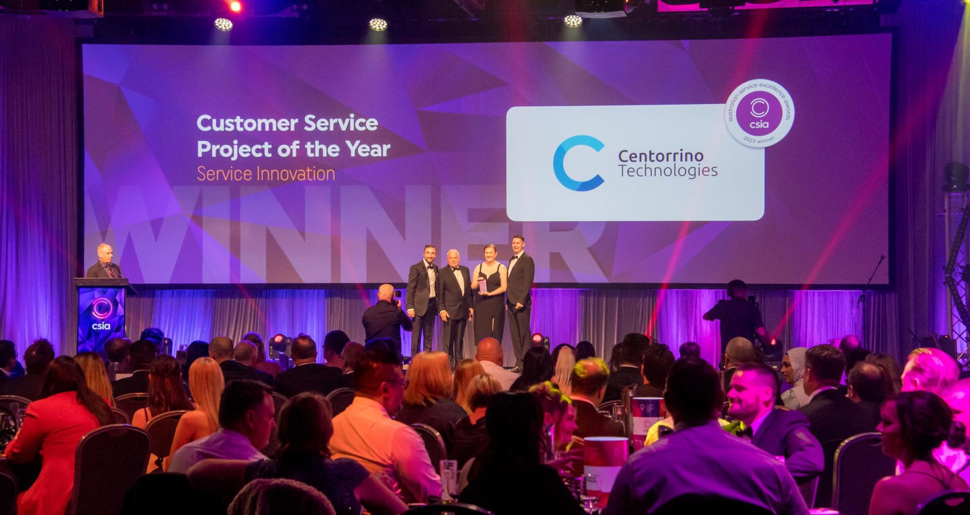 The CT team accepting the Customer Service Project of the Year award at the CSIA Awards on the Gold Coast